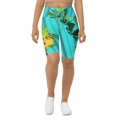 Shorts, Slim Fit, High Rise, Knee Length - Spiral Toucan Blue by Lidka Schuch