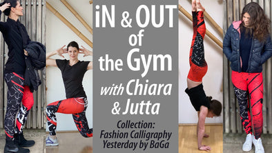 In & Out of Gym: Jutta and Chiara Take Fashion Calligraphy Leggings for a Ride to the Gym and Park