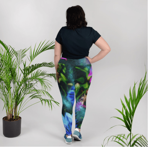 Leggings, Plus Size, Full Length, High Rise - Cornflower Party by Night by Lidka Schuch