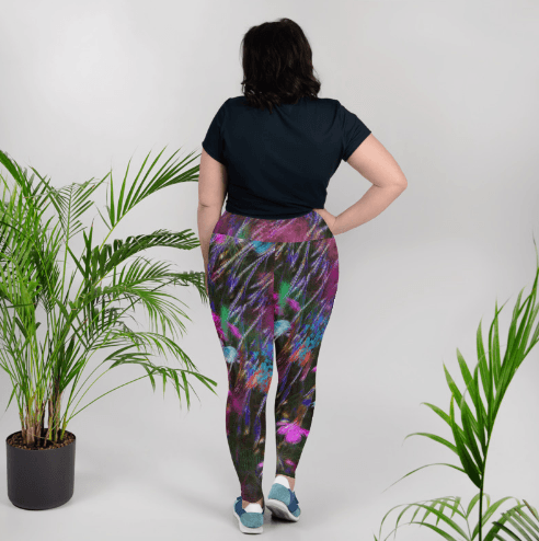 Leggings, Plus Size, Full Length, High Rise - Phlox Party by Night by Lidka Schuch