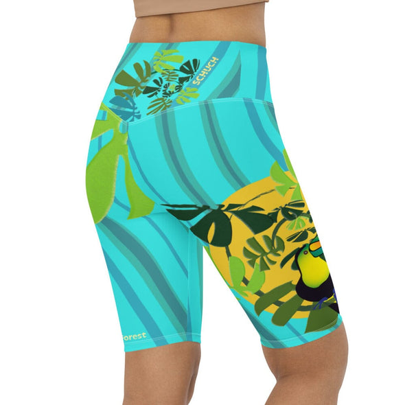 Shorts, Slim Fit, High Rise, Knee Length - Spiral Toucan Blue by Lidka Schuch