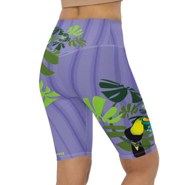 Shorts, Slim Fit, High Rise, Knee Length - Spiral Toucan Peri by Lidka Schuch