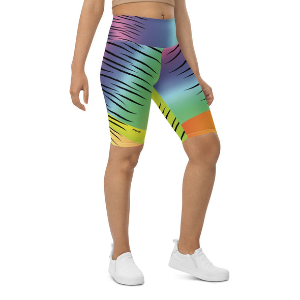 Shorts, Slim Fit, High Rise, Knee Length - Rainbow Tiger by Lidka Schuch