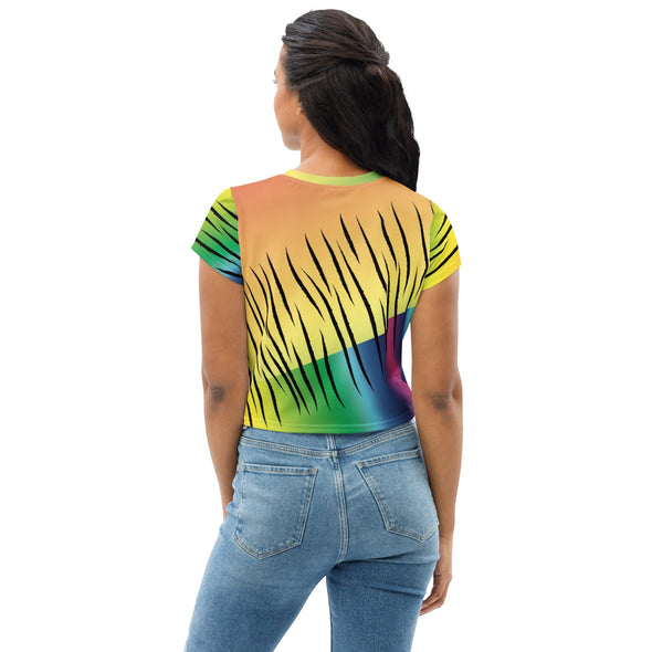 Crop T-shirt - Rainbow Tiger by Lidka Schuch
