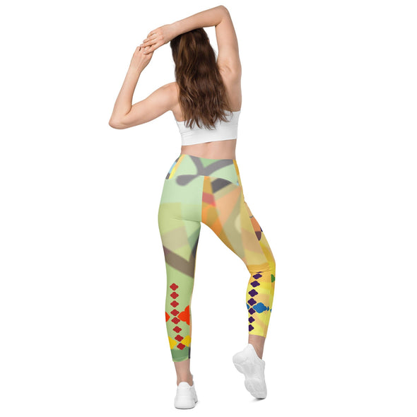 Leggings, Crossover with Pockets - Seven Chakras by Lidka Schuch