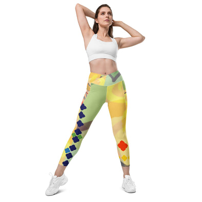Leggings, Crossover with Pockets - Seven Chakras by Lidka Schuch