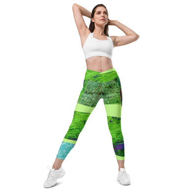 Leggings, Crossover with pockets - Seafoam and Wave by Lidka Schuch