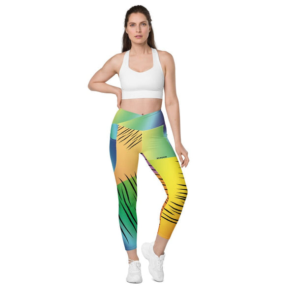 Leggings, Crossover with pockets - Rainbow Tiger by Lidka Schuch