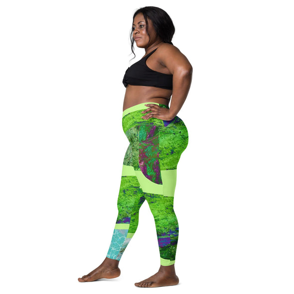 Leggings, Crossover with pockets - Seafoam and Wave by Lidka Schuch