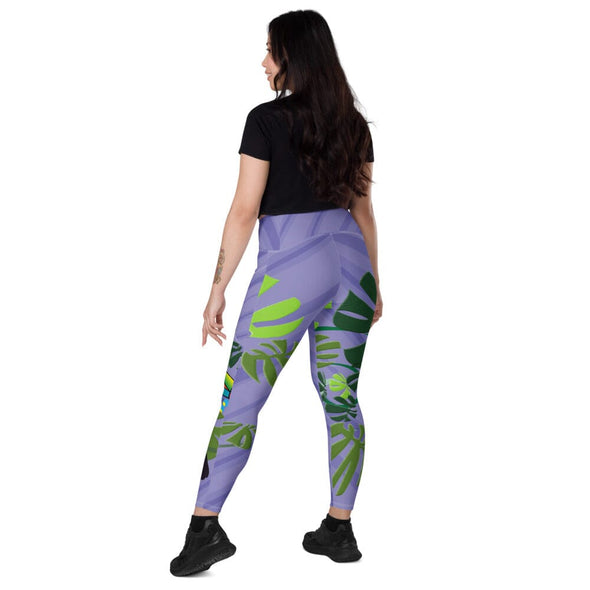 Leggings, Crossover with Pockets - Spiral Toucan Peri by Lidka Schuch
