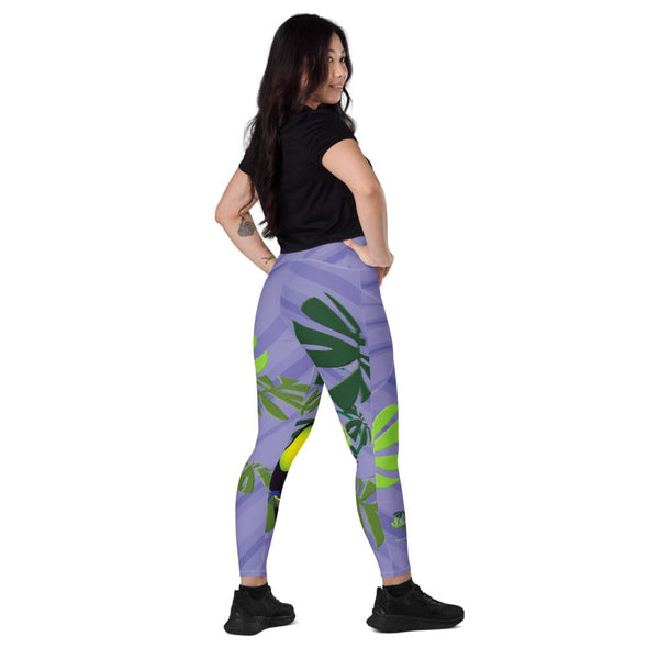 Leggings, Crossover with Pockets - Spiral Toucan Peri by Lidka Schuch