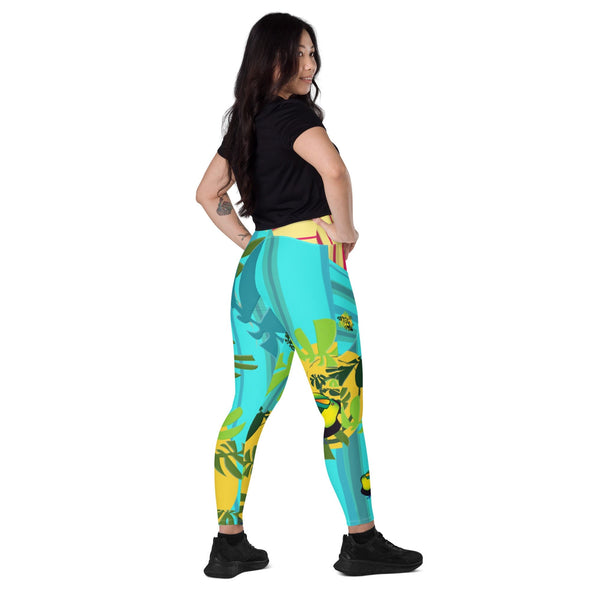 Leggings, Crossover with Pockets - Spiral Toucan by Lidka Schuch
