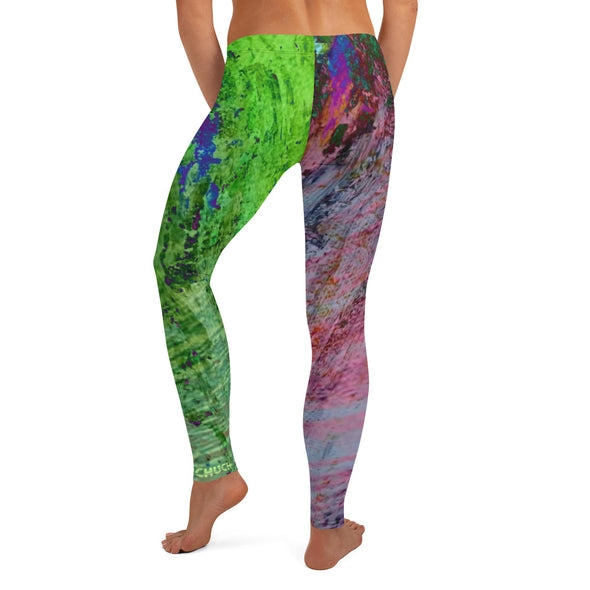 Leggings, Full Length, Mid Rise - Surf the Dark Wave by Lidka Schuch