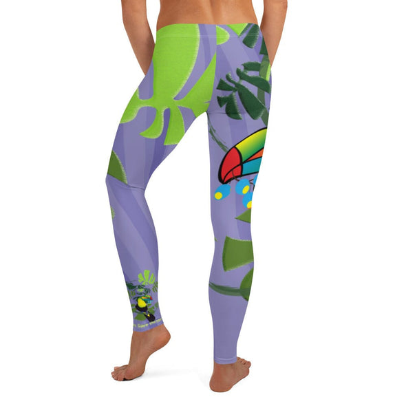 Leggings, Full Length, Mid Rise - Spiral Toucan Peri by Lidka Schuch