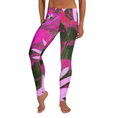 Leggings, Full Length, Mid Rise - Very Pink Susans by Lidka Schuch