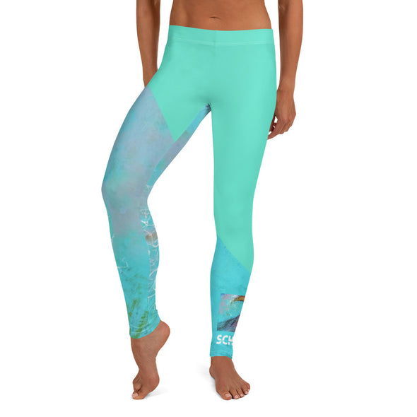 Leggings, Full Length, Mid Rise - Lagoon and Wave by Lidka Schuch
