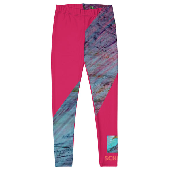Leggings, Full Length, Mid Rise - Pink Sunset and Wave by Lidka Schuch