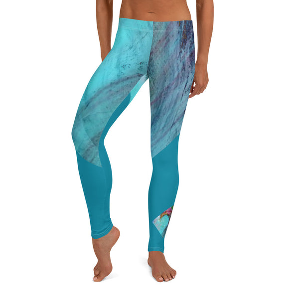 Leggings, Full Length, Mid Rise - Sky and Wave by Lidka Schuch