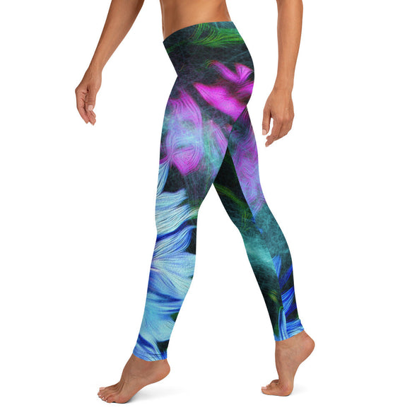 Leggings, Full Length, Mid Rise - Cornflower Party by Night by Lidka Schuch