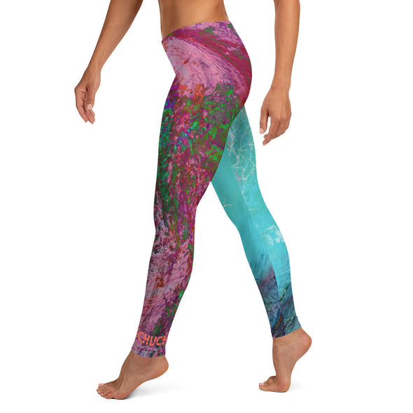Leggings, Full Length, Mid Rise - Surf the Wave by Lidka Schuch