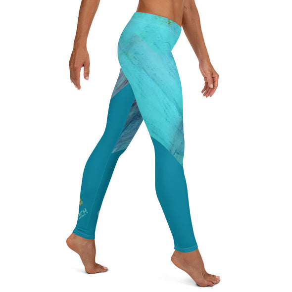Leggings, Full Length, Mid Rise - Sky and Wave by Lidka Schuch