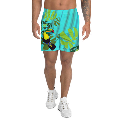 Men's Athletic Long Shorts - Spiral Toucan Blue by Lidka Schuch