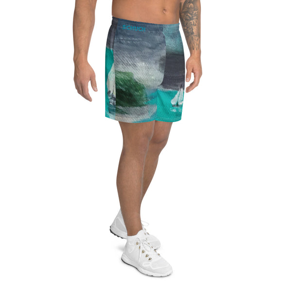 Men's Athletic Long Shorts - Sails and Dark Clouds by Lidka Schuch