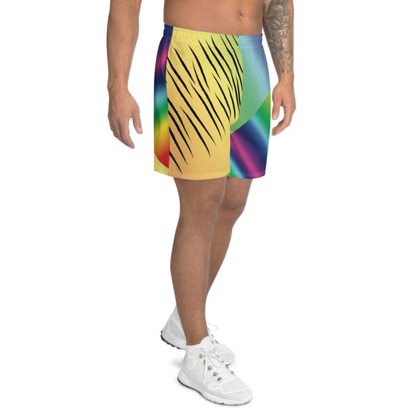 Men's Athletic Long Shorts - Rainbow Tiger by Lidka Schuch