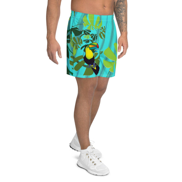 Men's Athletic Long Shorts - Spiral Toucan Blue by Lidka Schuch