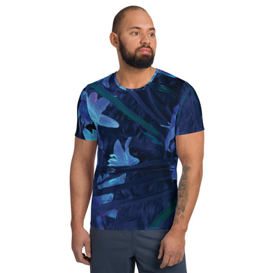 Men's Athletic T-shirt - Night-Glo Lilies by Lidka Schuch