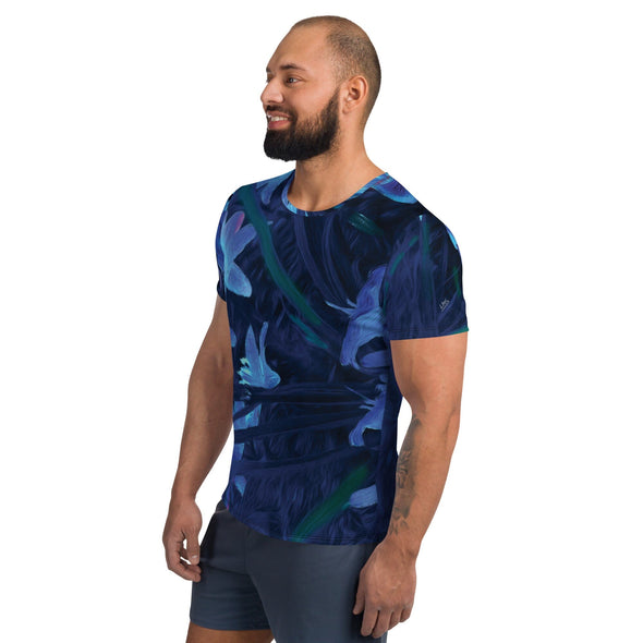 Men's Athletic T-shirt - Night-Glo Lilies by Lidka Schuch