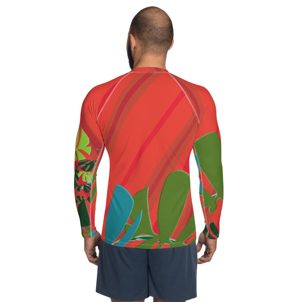 Men's RashGuard - Spiral Toucan Coral Red by Lidka Schuch