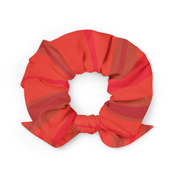 Scrunchie With Bow - Spiral Toucan Coral Red by Lidka Schuch