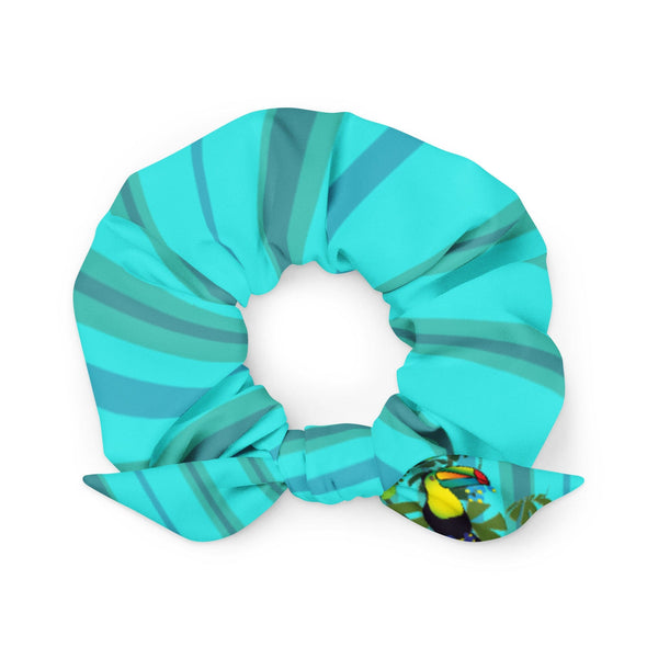 Scrunchie With Bow - Spiral Toucan Blue by Lidka Schuch