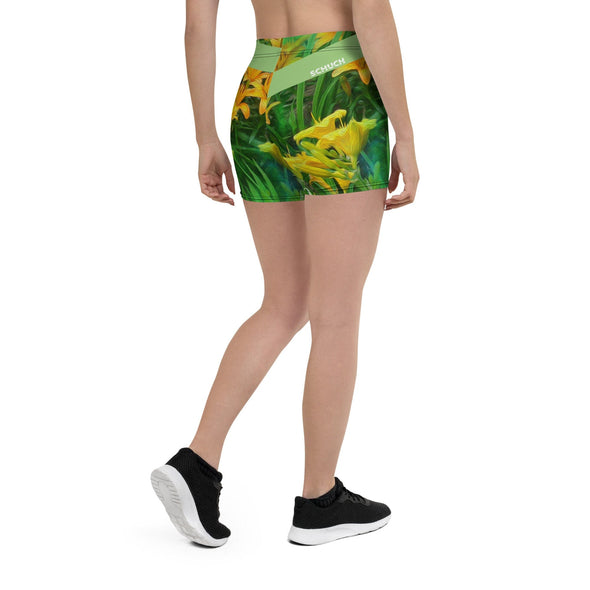 Shorts, Slim Fit, Mid Rise - Day-Glo Lilies by Lidka Schuch