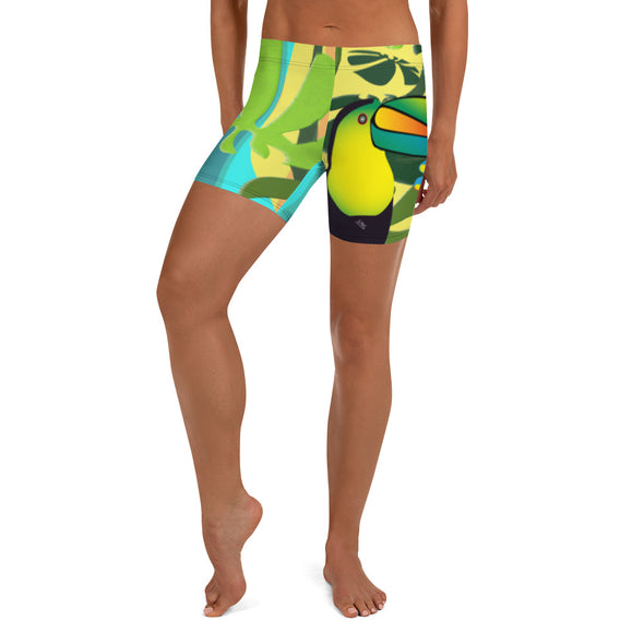 Shorts, Slim Fit, Mid Rise - Spiral Toucan by Lidka Schuch