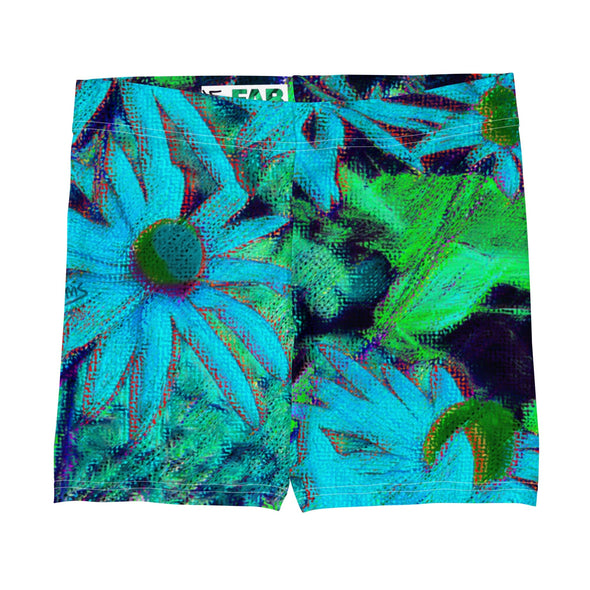 Shorts, Slim Fit, Mid Rise - Blue Green Susans by Lidka Schuch