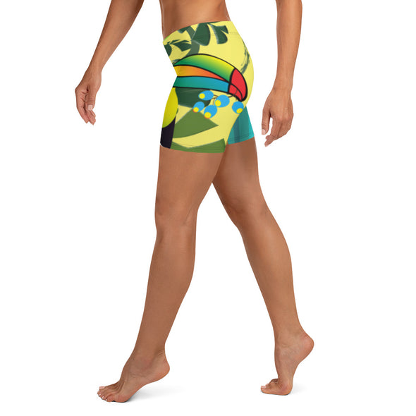 Shorts, Slim Fit, Mid Rise - Spiral Toucan by Lidka Schuch