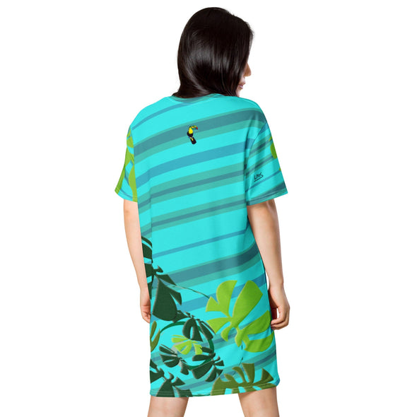 T-shirt Dress - Spiral Toucan Blue by Lidka Schuch