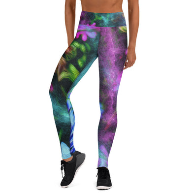 Leggings, Full Length, High Rise - Cornflower Party by Night by Lidka Schuch