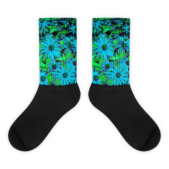 Socks, Unisex - Blue Green Susans by Lidka Schuch