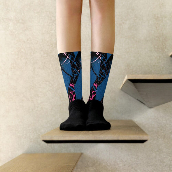 Socks, Unisex - Yesterday in Parisian Blue and Pink by Barbara Galinska (BaGa)