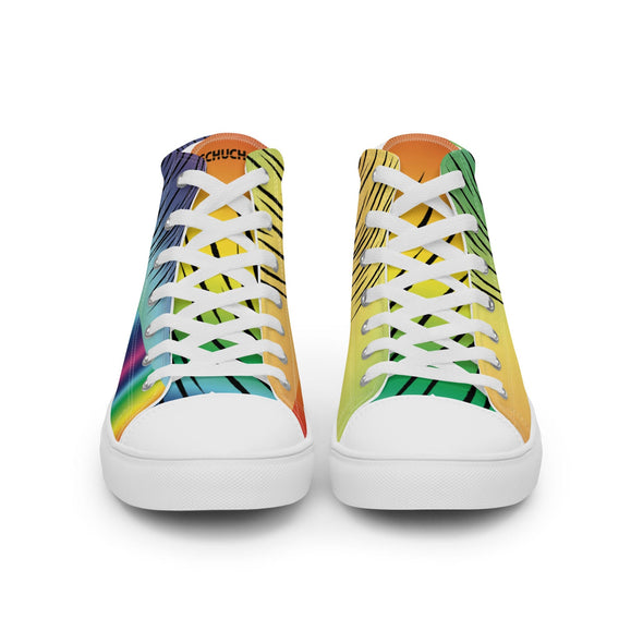 Men's High Top Canvas Shoes - Rainbow Tiger by Lidka Schuch