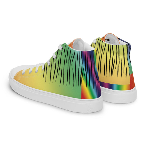Men's High Top Canvas Shoes - Rainbow Tiger by Lidka Schuch