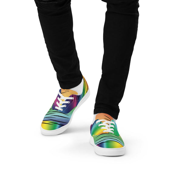 Men’s Lace Up Canvas Shoes - Rainbow Tiger by Lidka Schuch