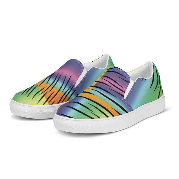 Men’s Slip On Canvas Shoes -  Rainbow Tiger by Lidka Schuch