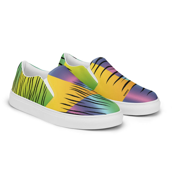 Men’s Slip On Canvas Shoes -  Rainbow Tiger by Lidka Schuch