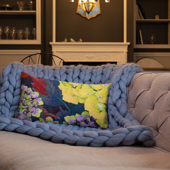 Premium Pillow - Yellow Hydrangea by Lidka Schuch