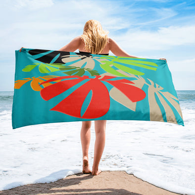 Beach Towel - Tropical: Happy Monstera by Lidka Schuch