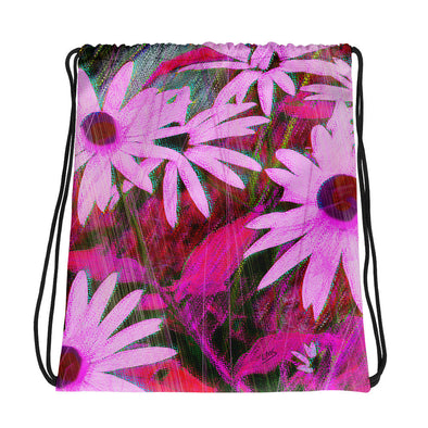 Drawstring Bag - Very Pink Susans by Lidka Schuch